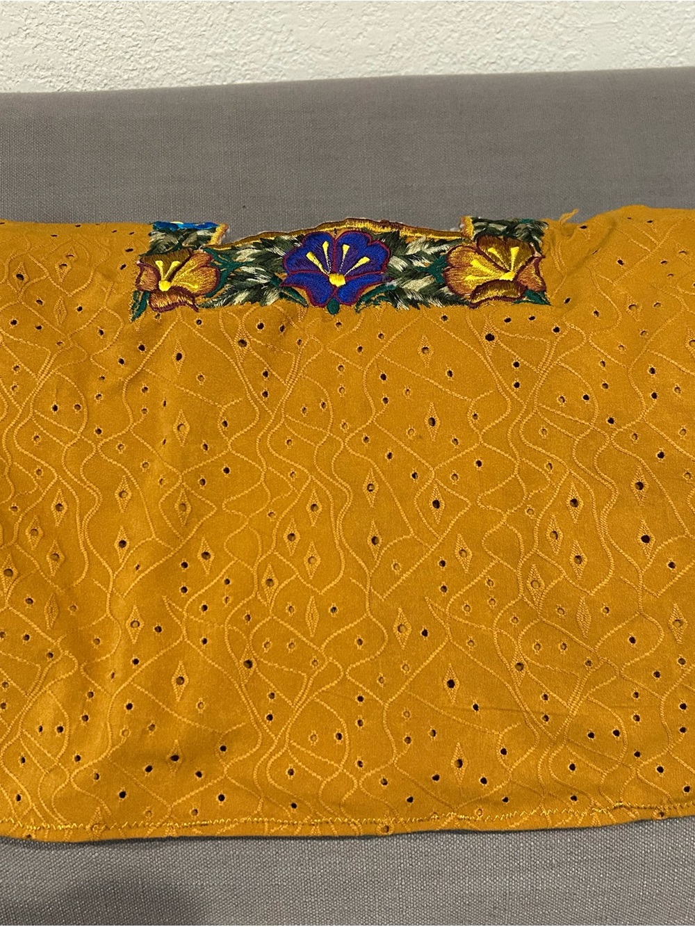Embroidered Mustard Eyelet Women’s Skirt